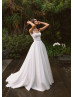 Scoop Neck Ivory Satin Simple Wedding Dress